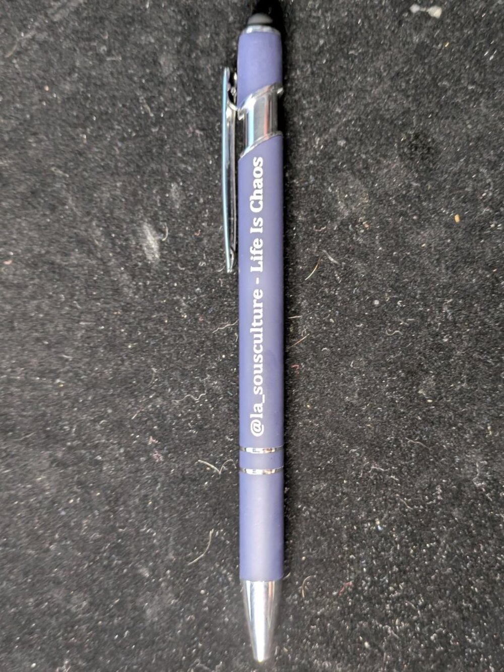 NWOT - "Life Is Chaos" by @la_sousculture - One Navy Blue Dual Pen & Stylus - Picture 2 of 3